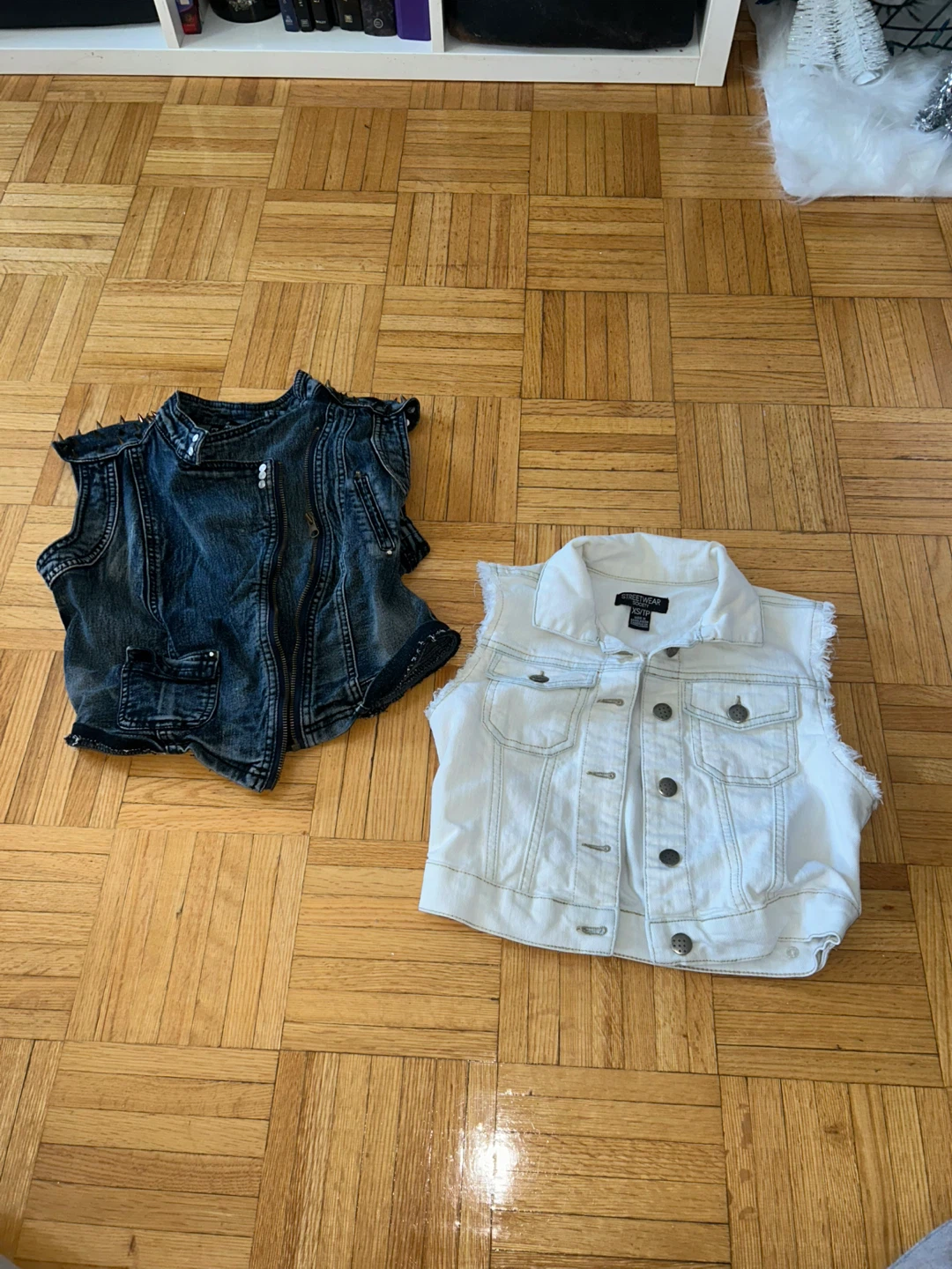 Two Denim Vests: Dark Wash and White Wash