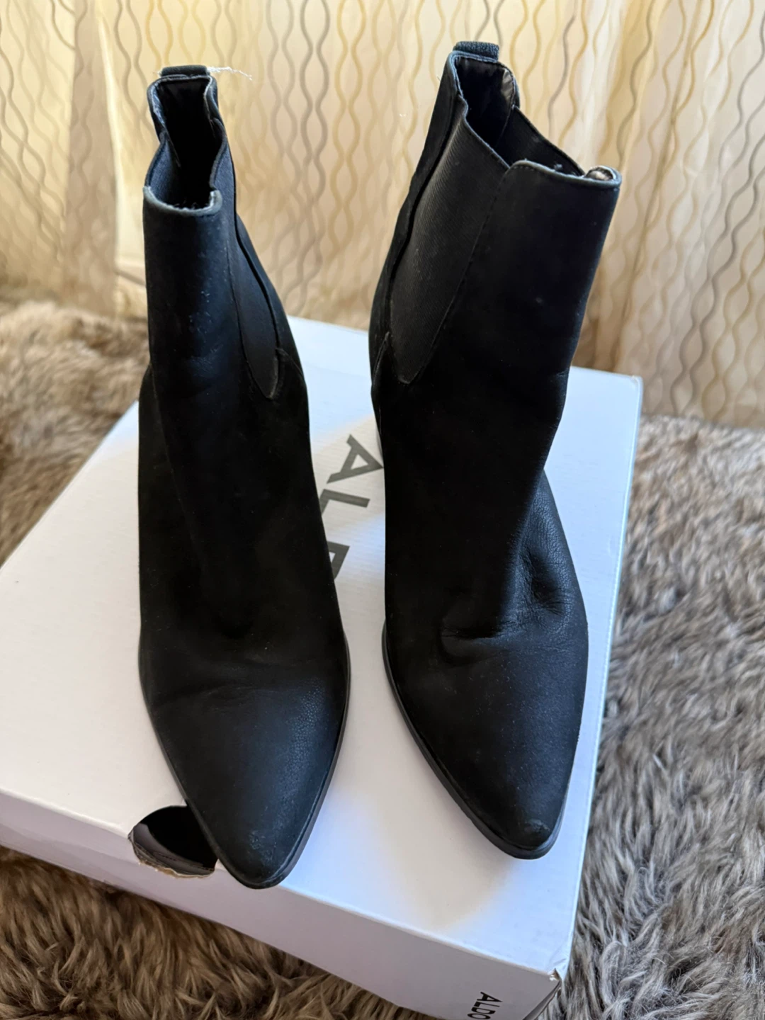 Aldo Black Suede Ankle Boots
