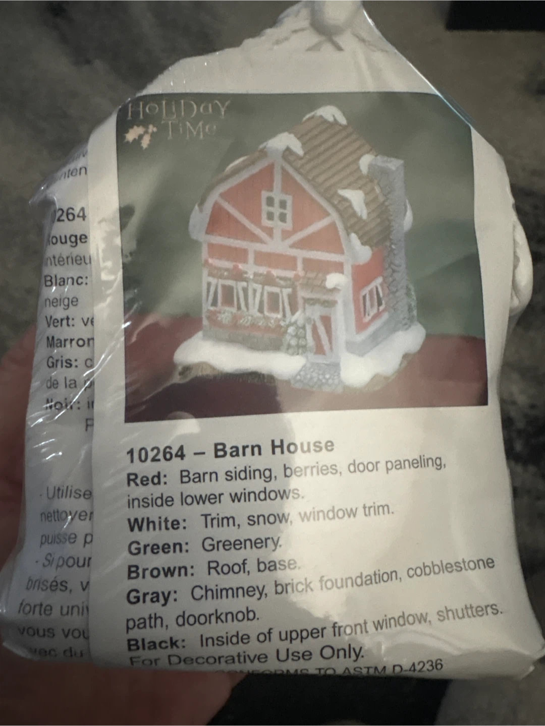 Holiday Time Ceramic barn house Figurine