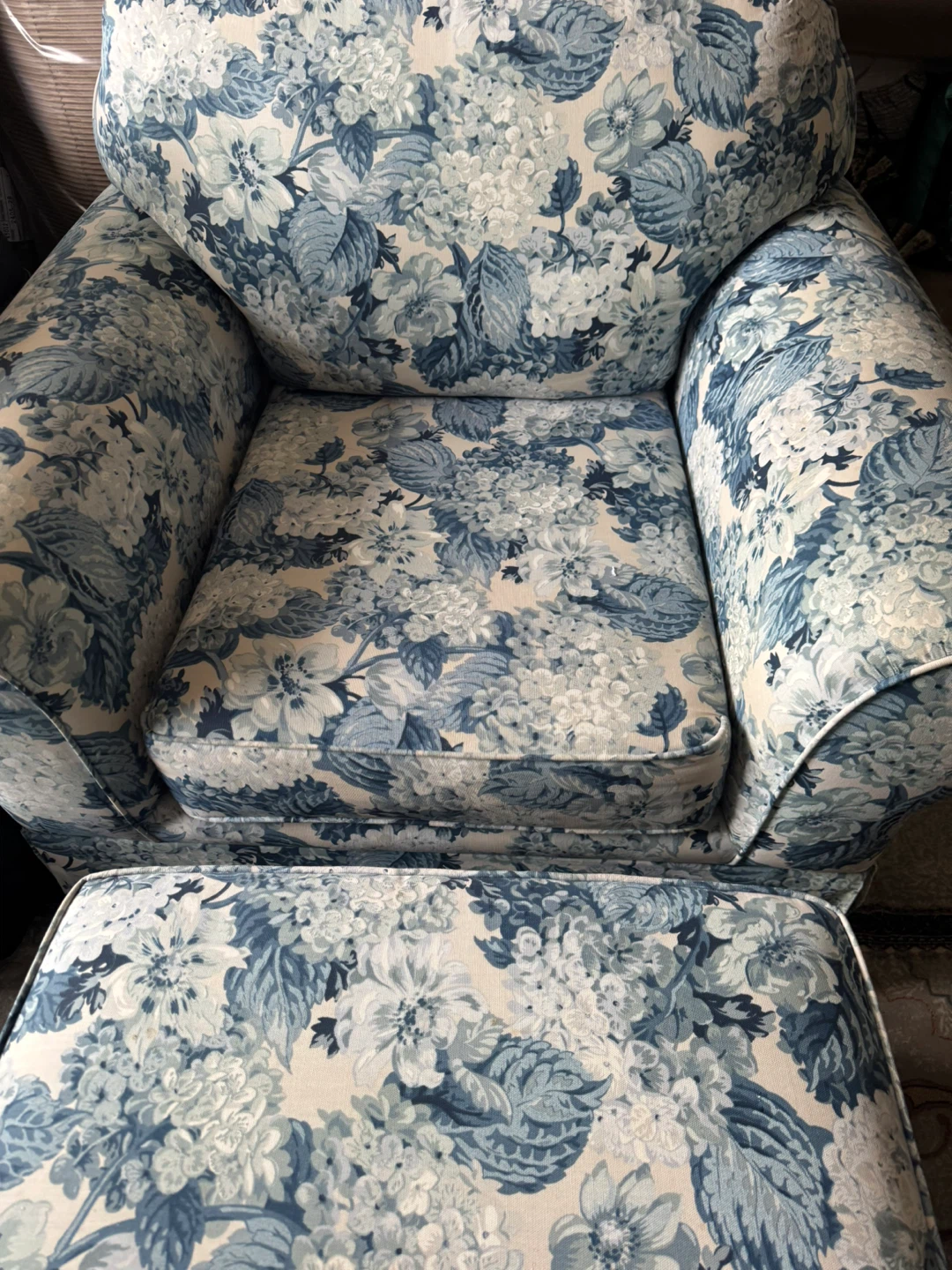 Floral Armchair and Ottoman Set