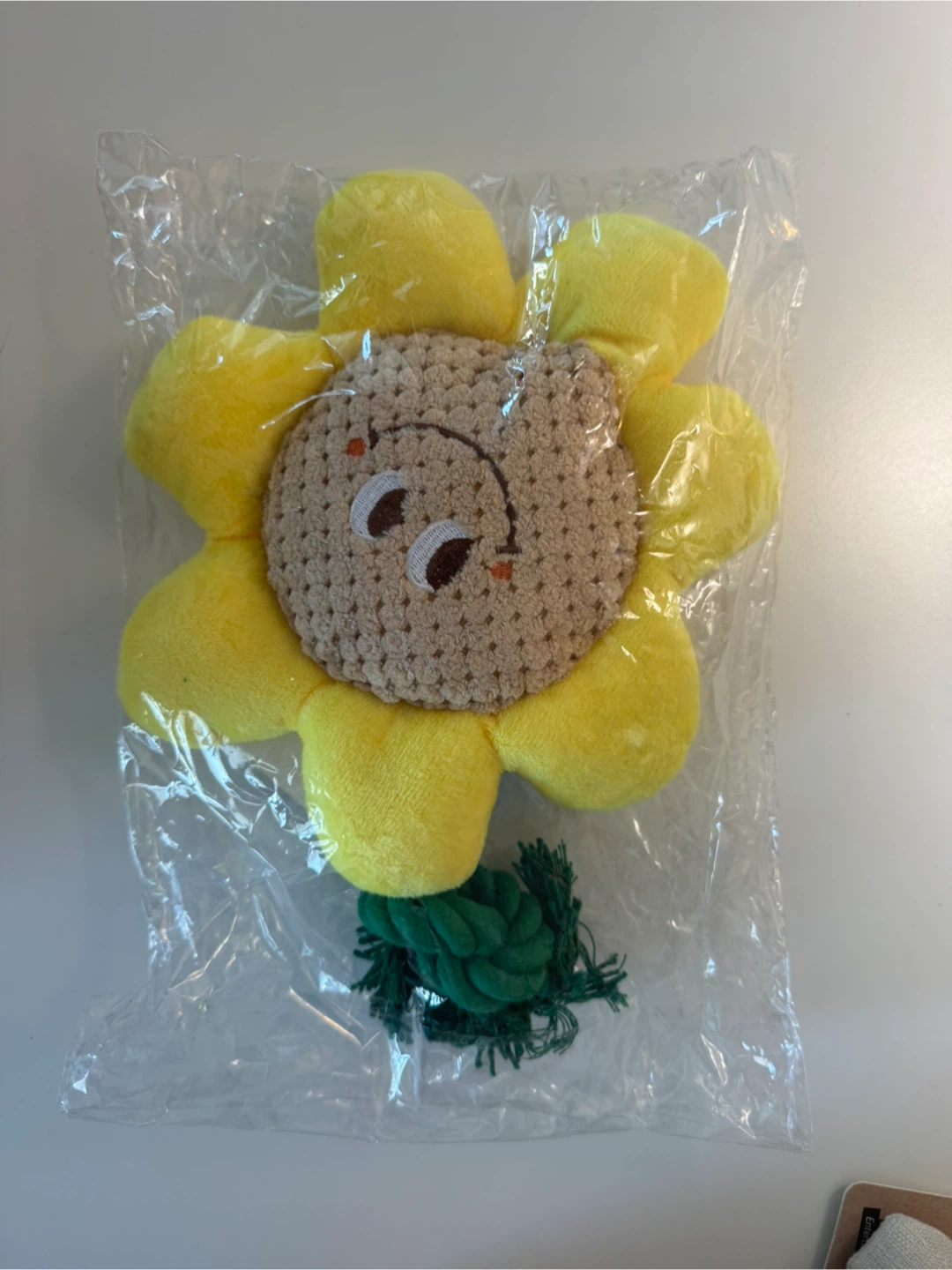 New: Plush Flower Dog Toy with Rope Tail