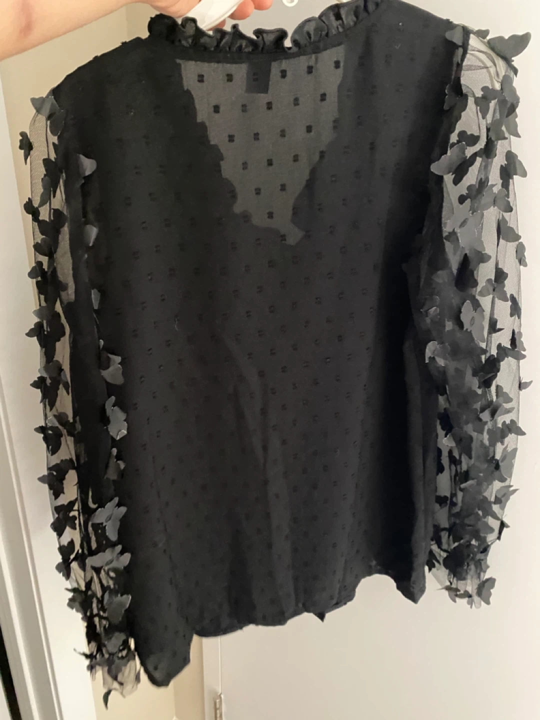 SHEIN Black Butterfly Sleeve Blouse - Size S - photo 3