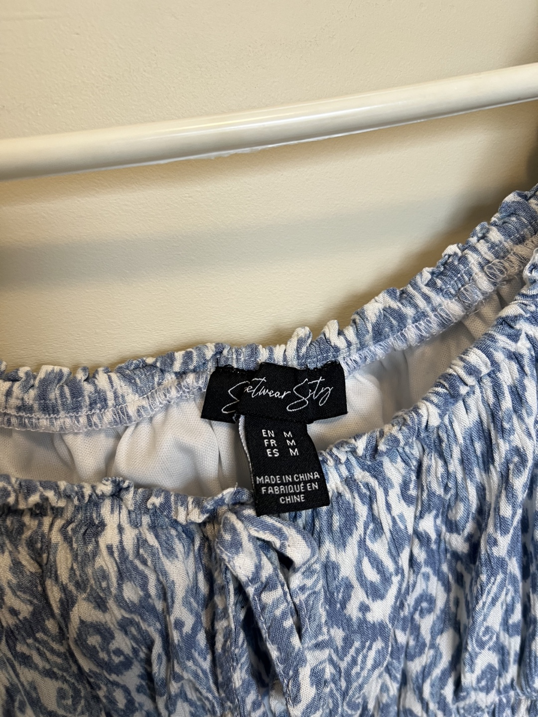 Blue White Print Crop Top - Size M - photo 3