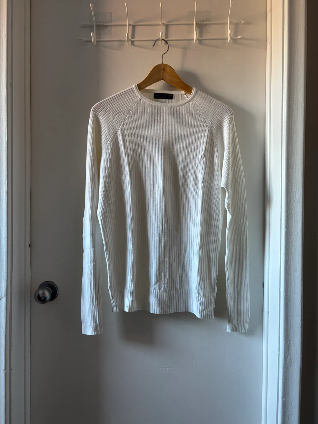 Vintage Zara White Ribbed Long Sleeve Shirt