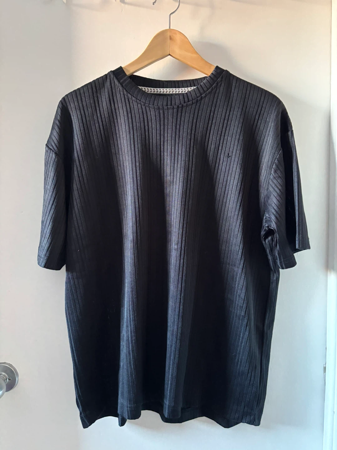 Black Ribbed T-Shirt