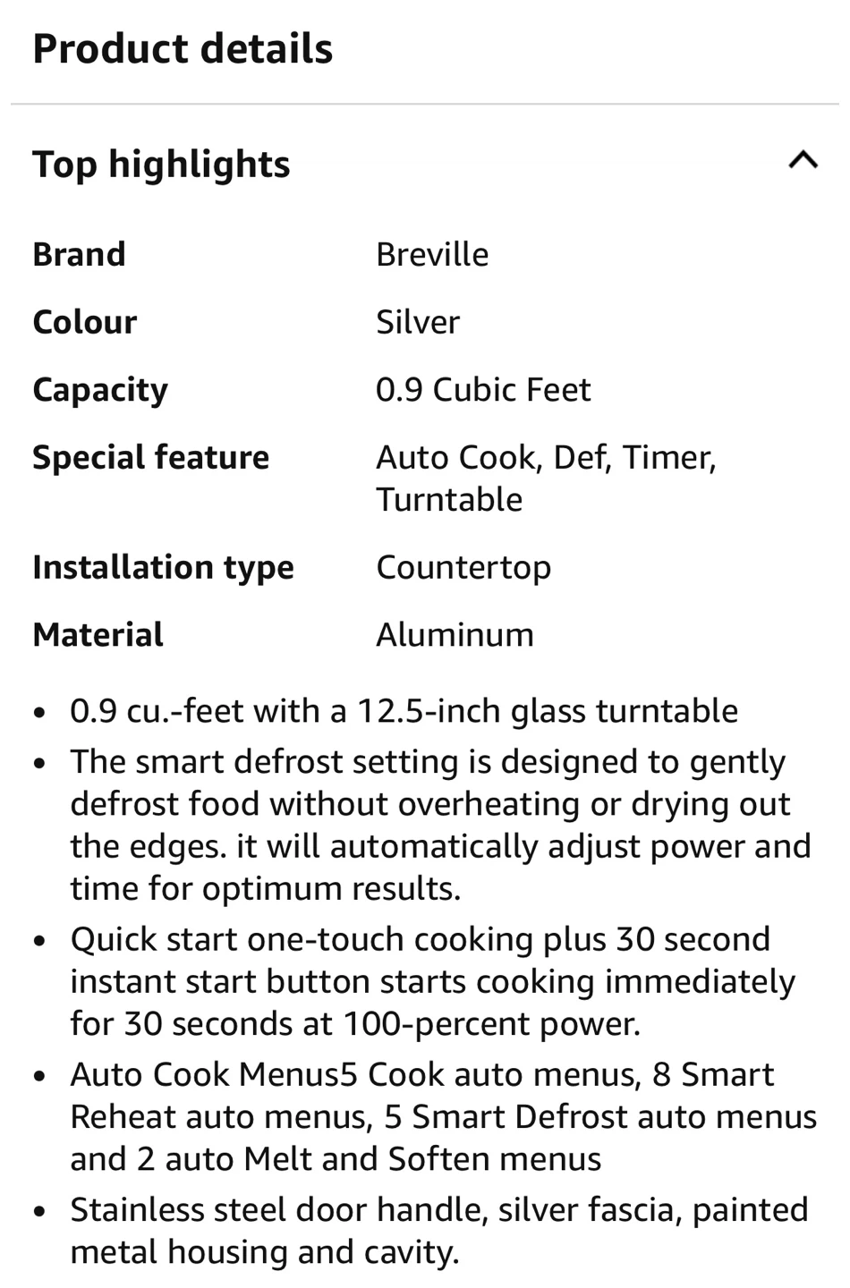 Breville Quick Touch Compact Microwave - photo 5