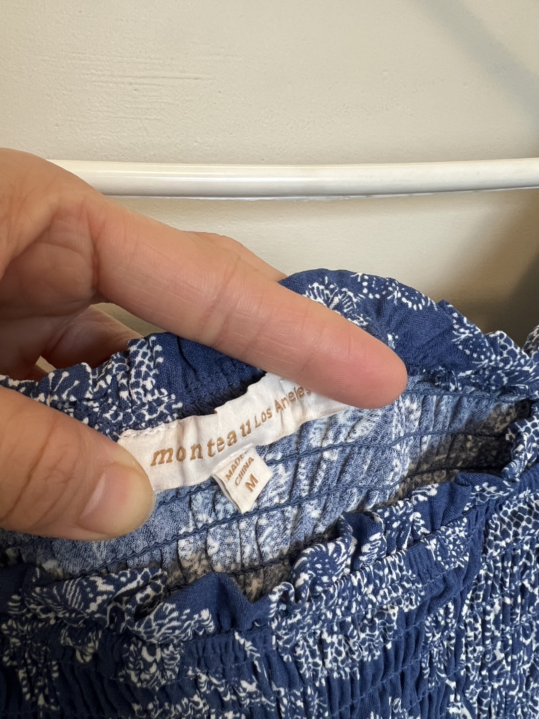 Monteau Los Angeles Blue Floral Smocked Dress Size M - photo 2