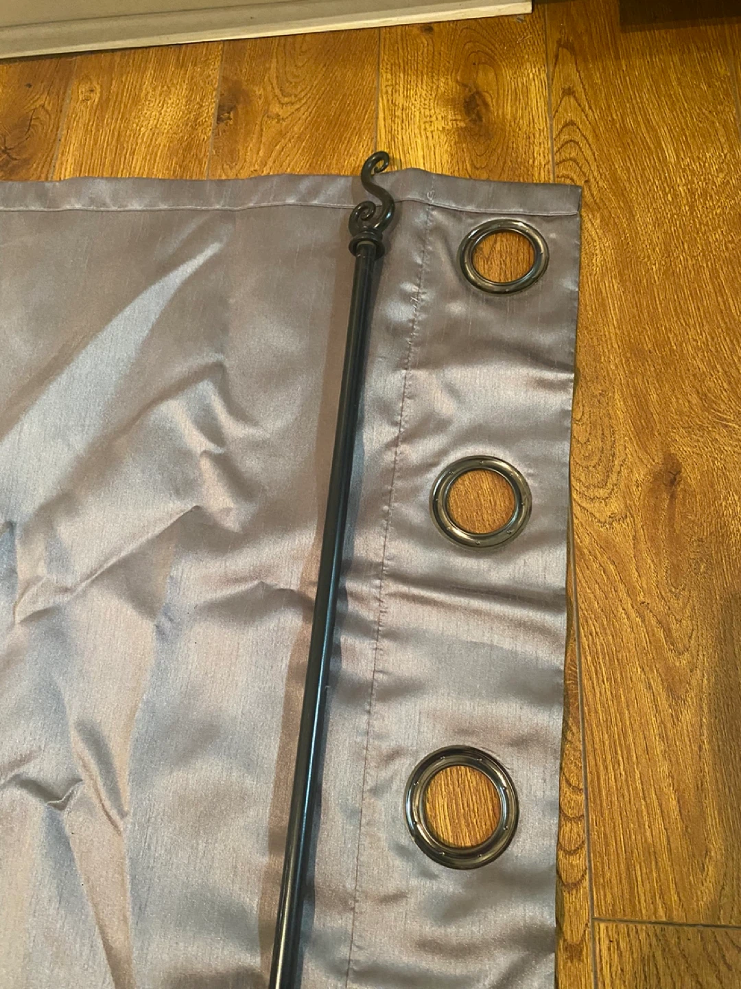 Silver Grey Grommet Curtain Panel with Rod