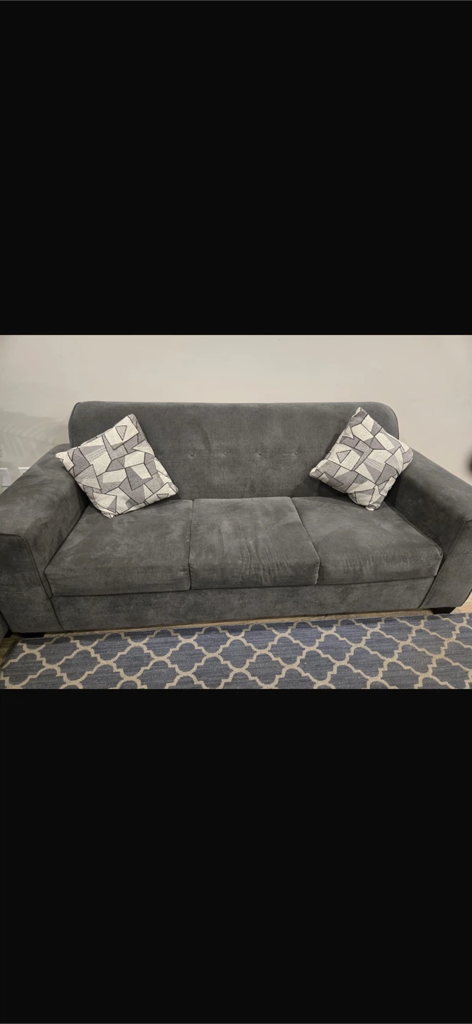 Grey Sofa with Geometric Throw Pillows - photo 2
