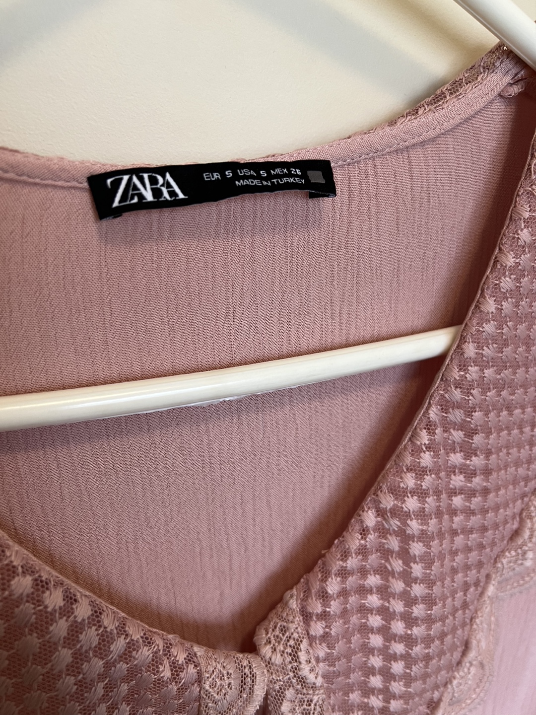 Zara Pink Babydoll Dress with Lace Collar - Size S - photo 2