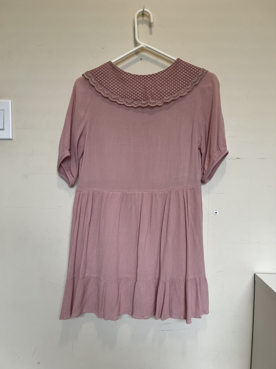 Zara Pink Babydoll Dress with Lace Collar - Size S - photo 4