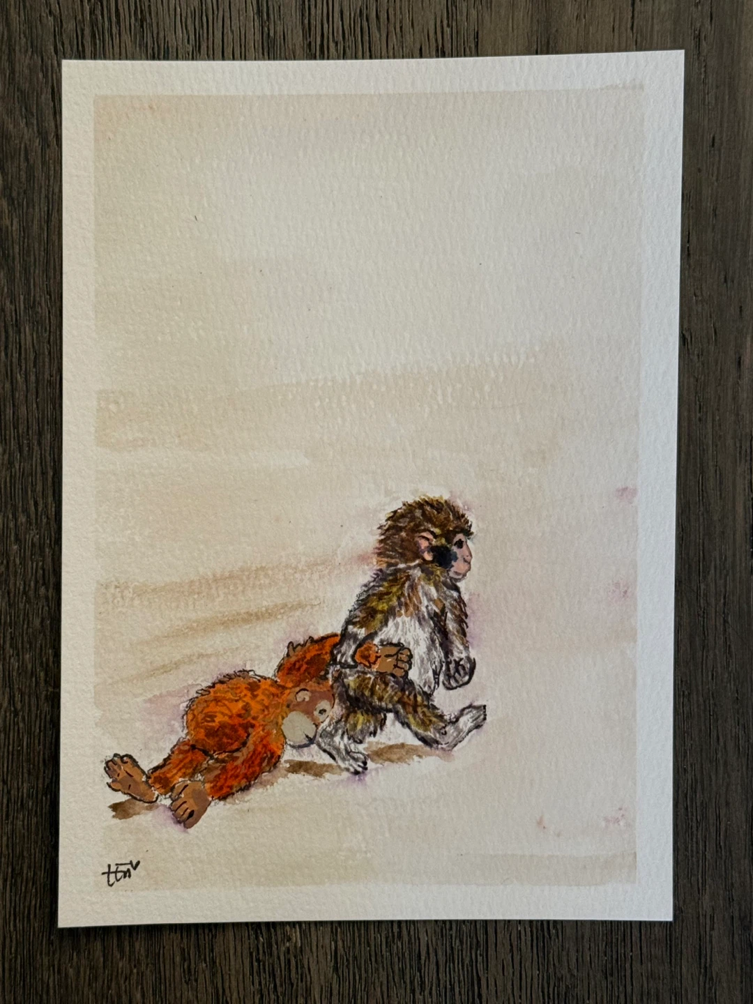 Punch, The Monkey-Keep Going-Mixed Media Art