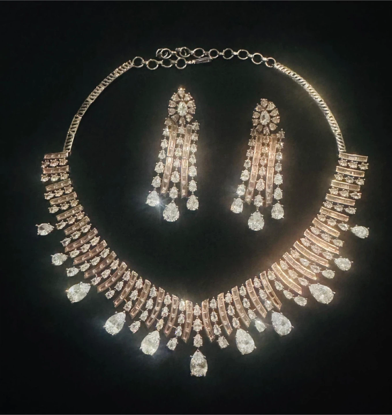 Statement Necklace and Earring Set with Clear and Blue Stones - photo 2