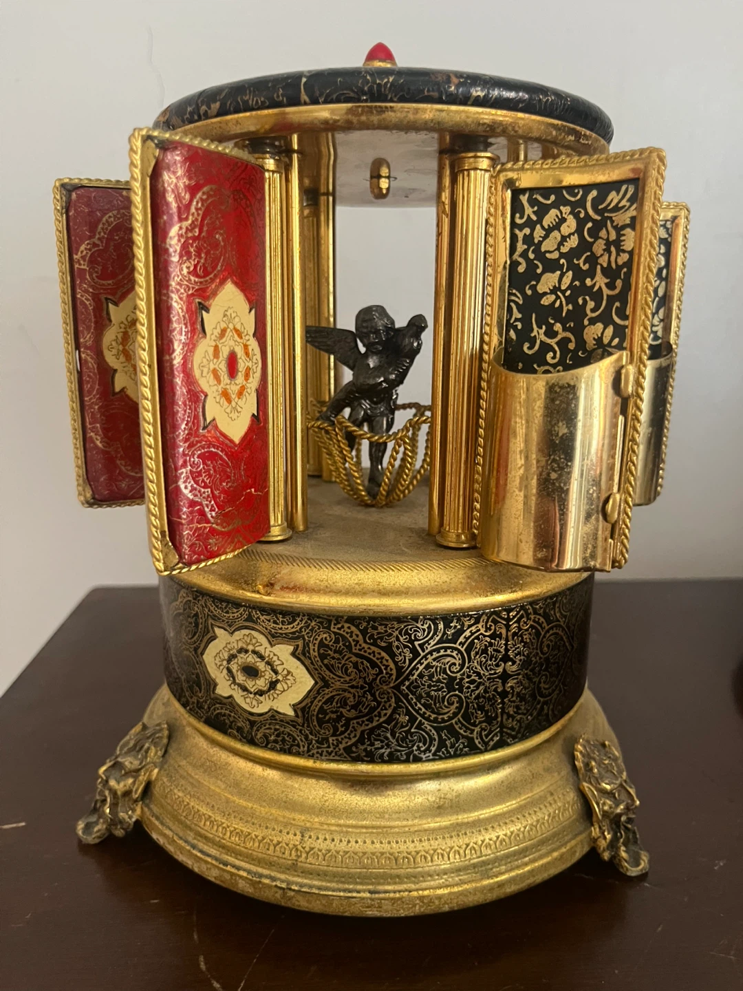 Vintage Musical Carousel with Cherub Figure