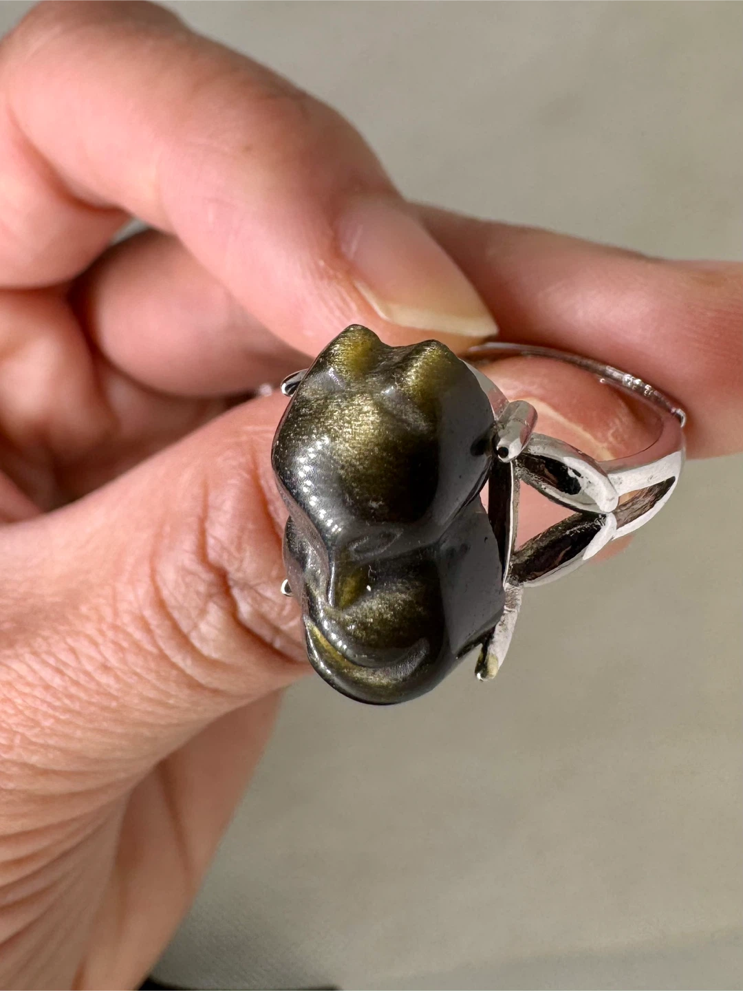 Golden Obsidian Fox Ring - photo 3