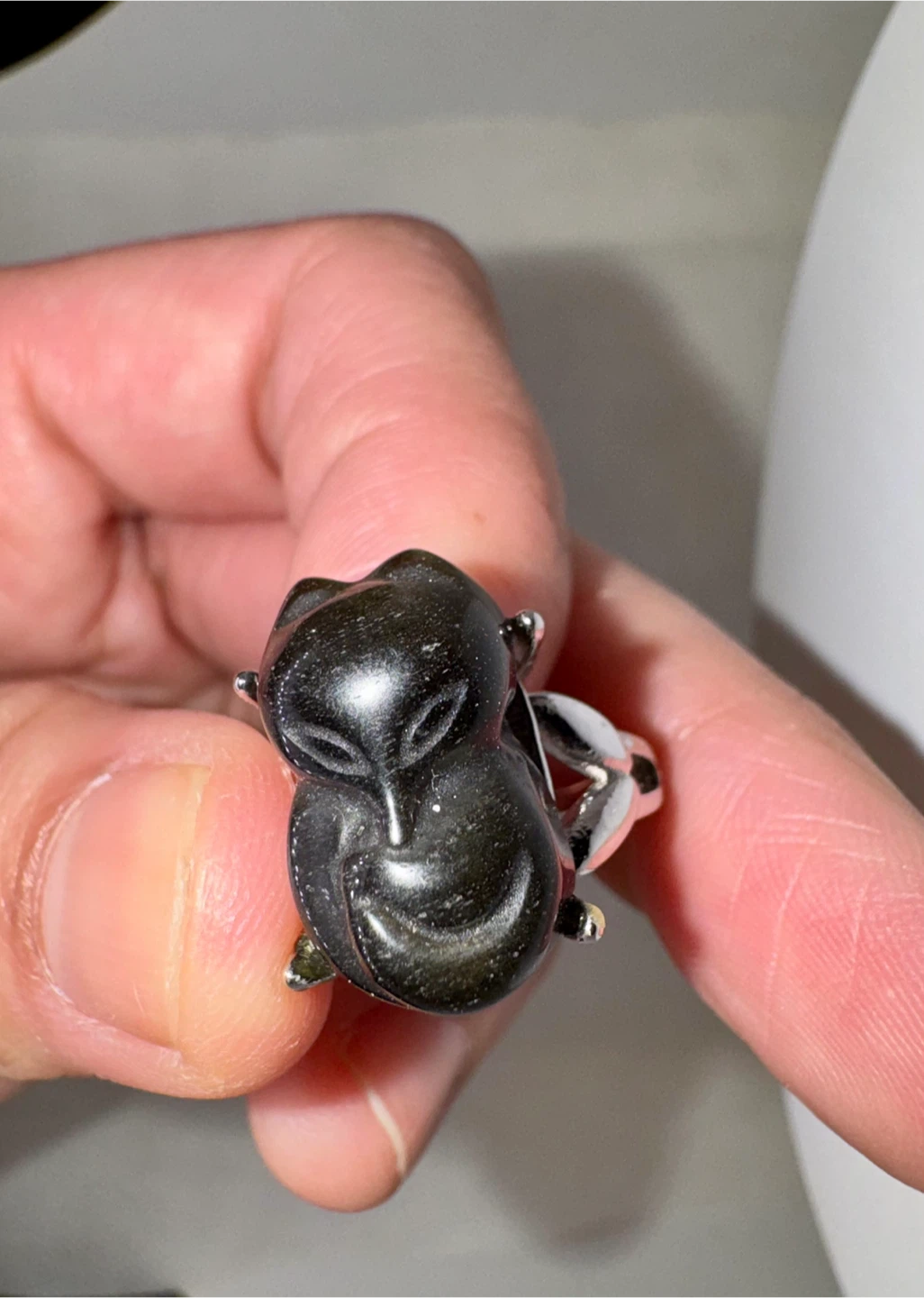 Golden Obsidian Fox Ring
