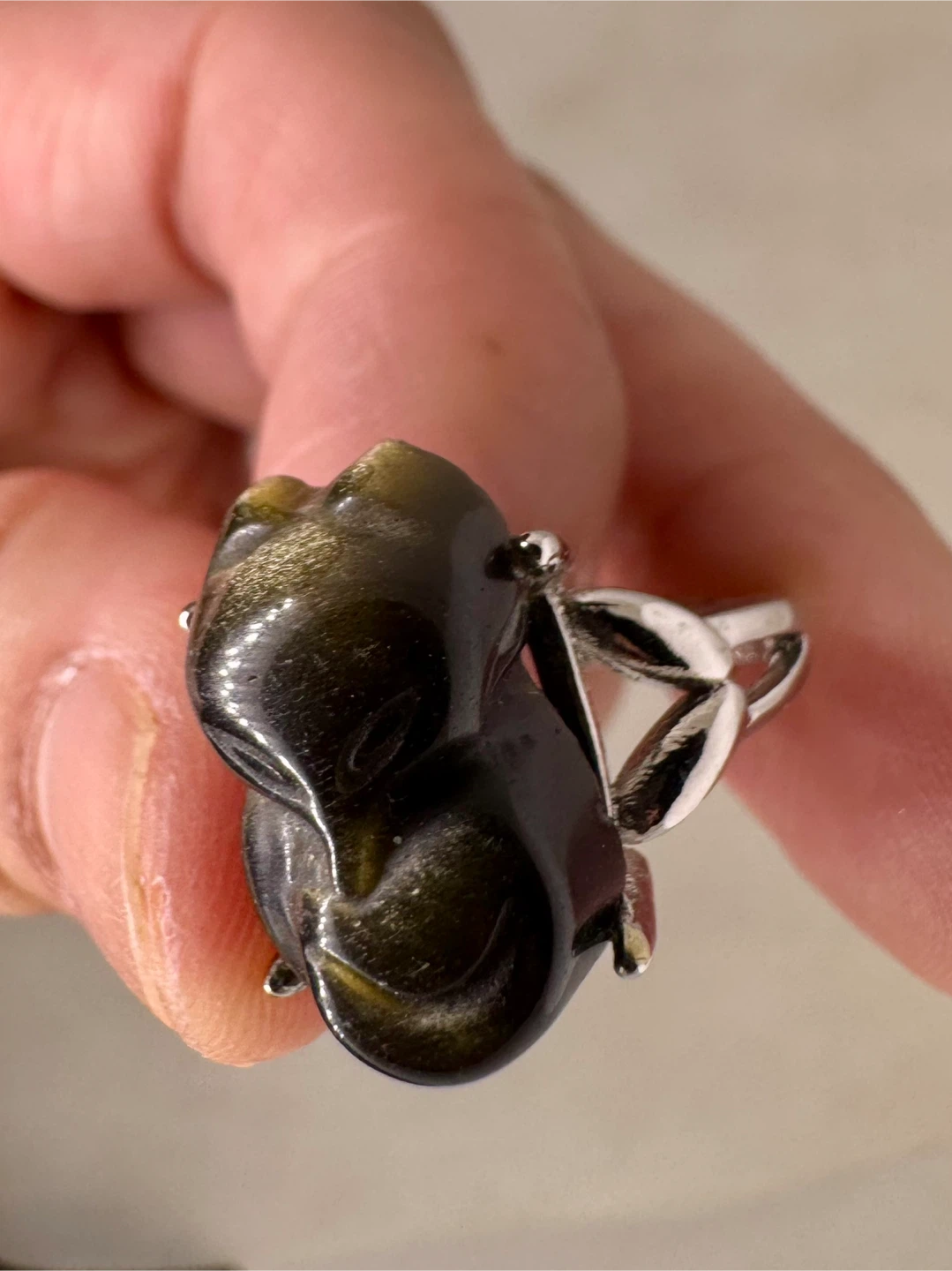 Golden Obsidian Fox Ring - photo 2