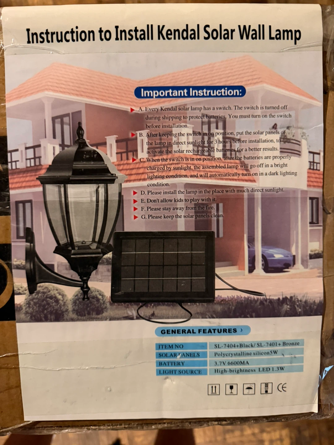 Kendal Solar Wall Lamp - Bronze - photo 2