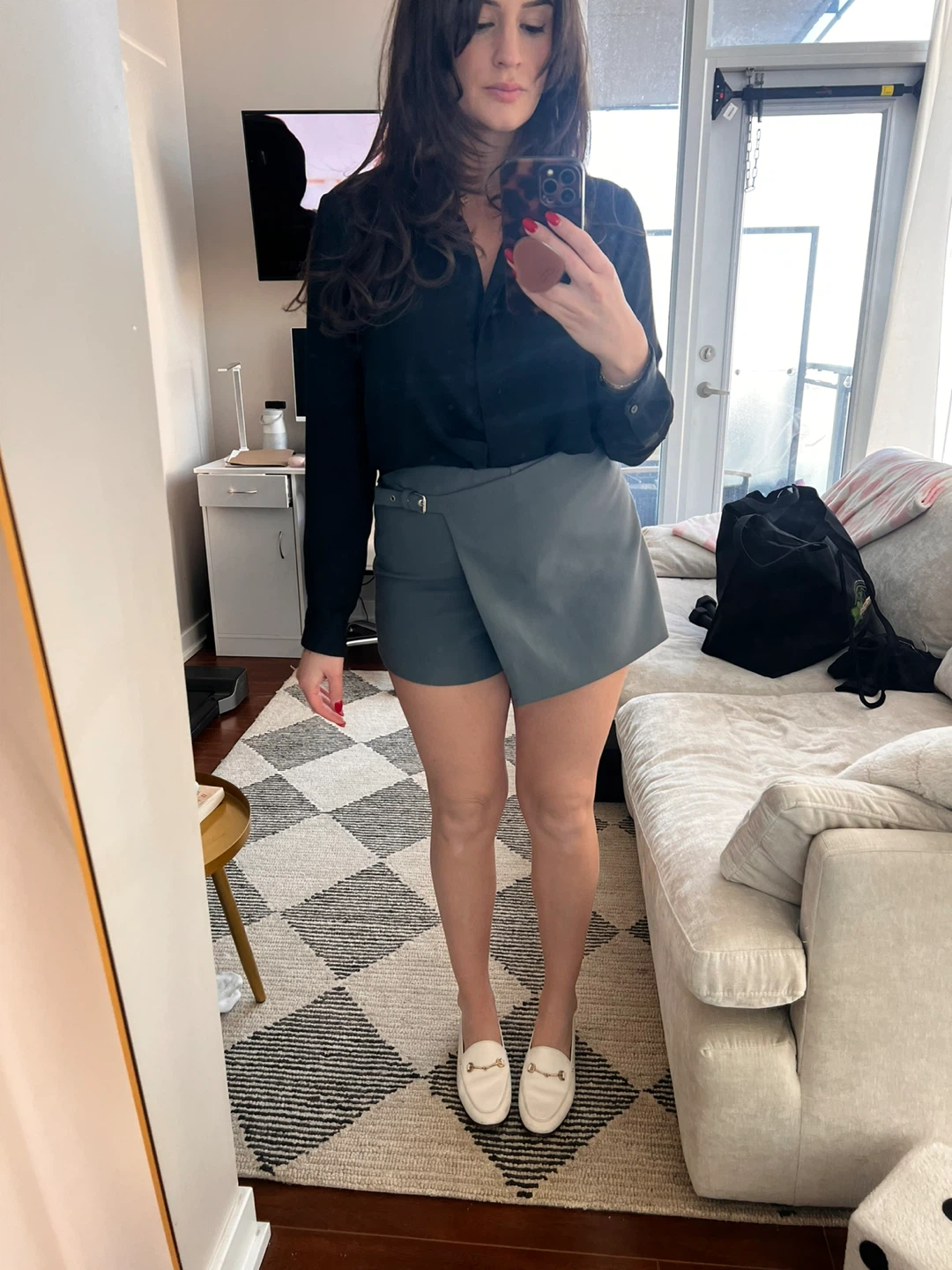 Sara Grey Skort with Buckle Detail - photo 3