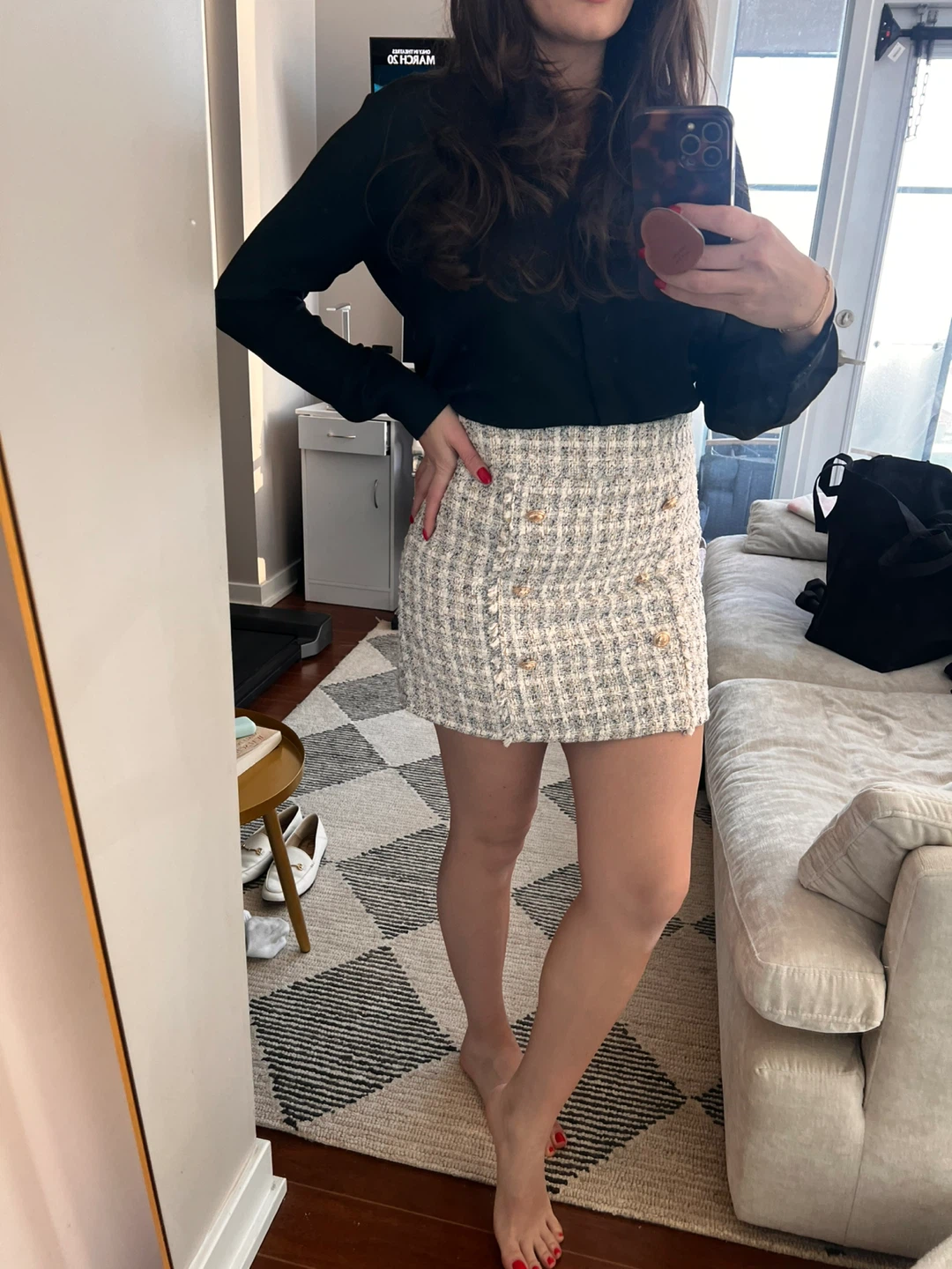 DO+BE Tweed Mini Skirt with Gold Buttons - photo 4