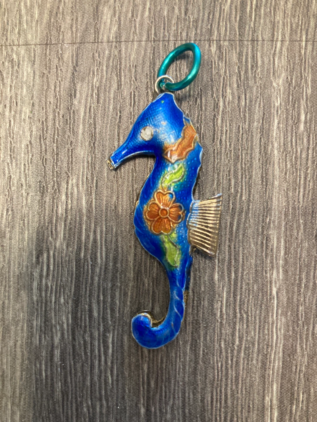 Blue Seahorse Charm Pendant