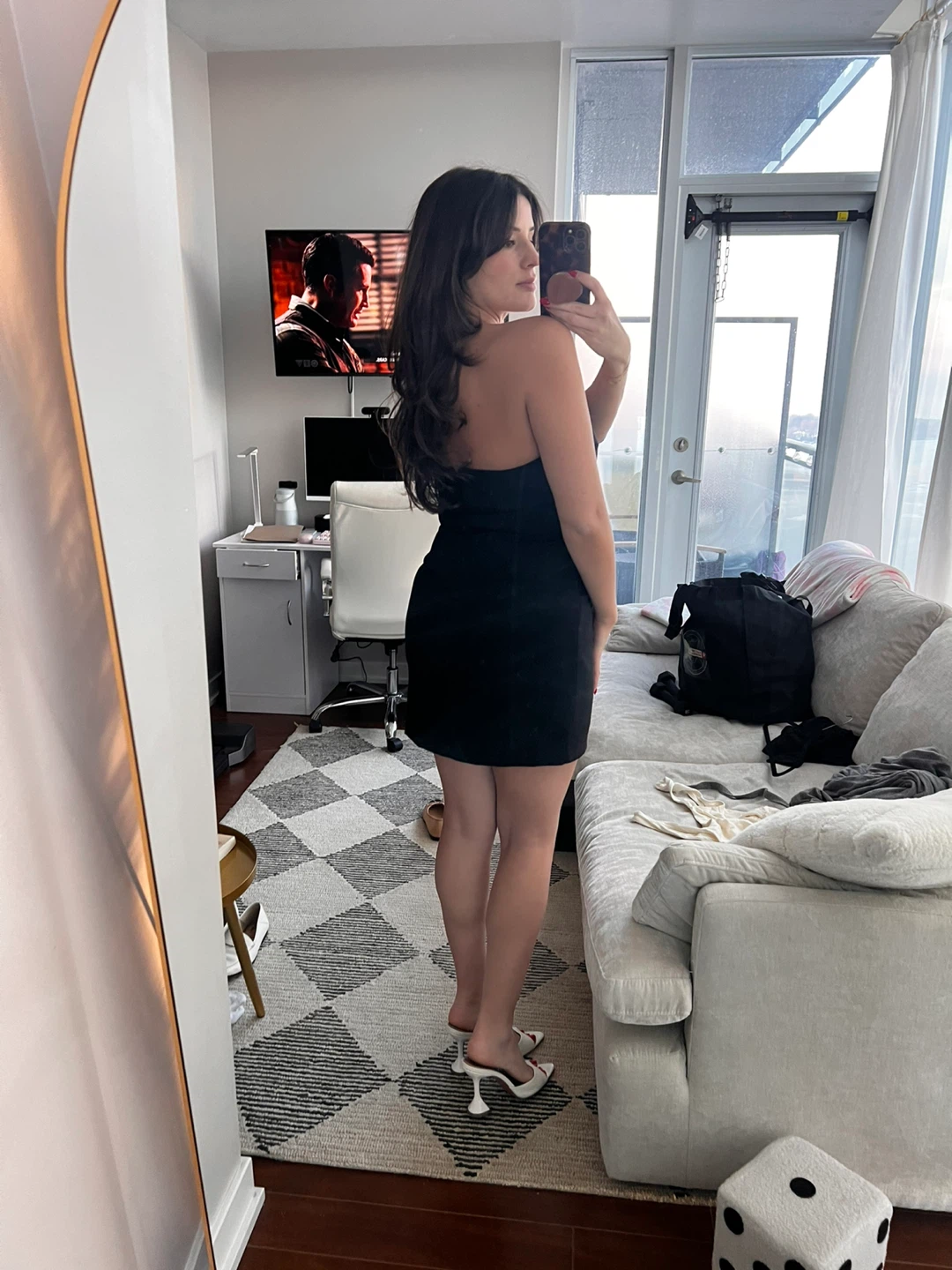 Zara Black Strapless Mini Dress with Bow Detail - photo 3