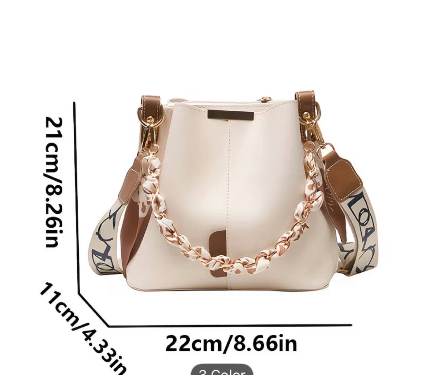 Cream Bucket Bag with Scarf Strap - photo 2