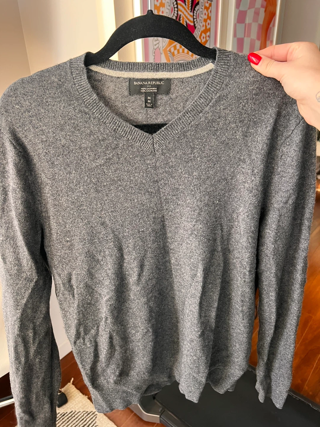 Banana Republic Grey V-Neck Sweater - Size M - photo 2