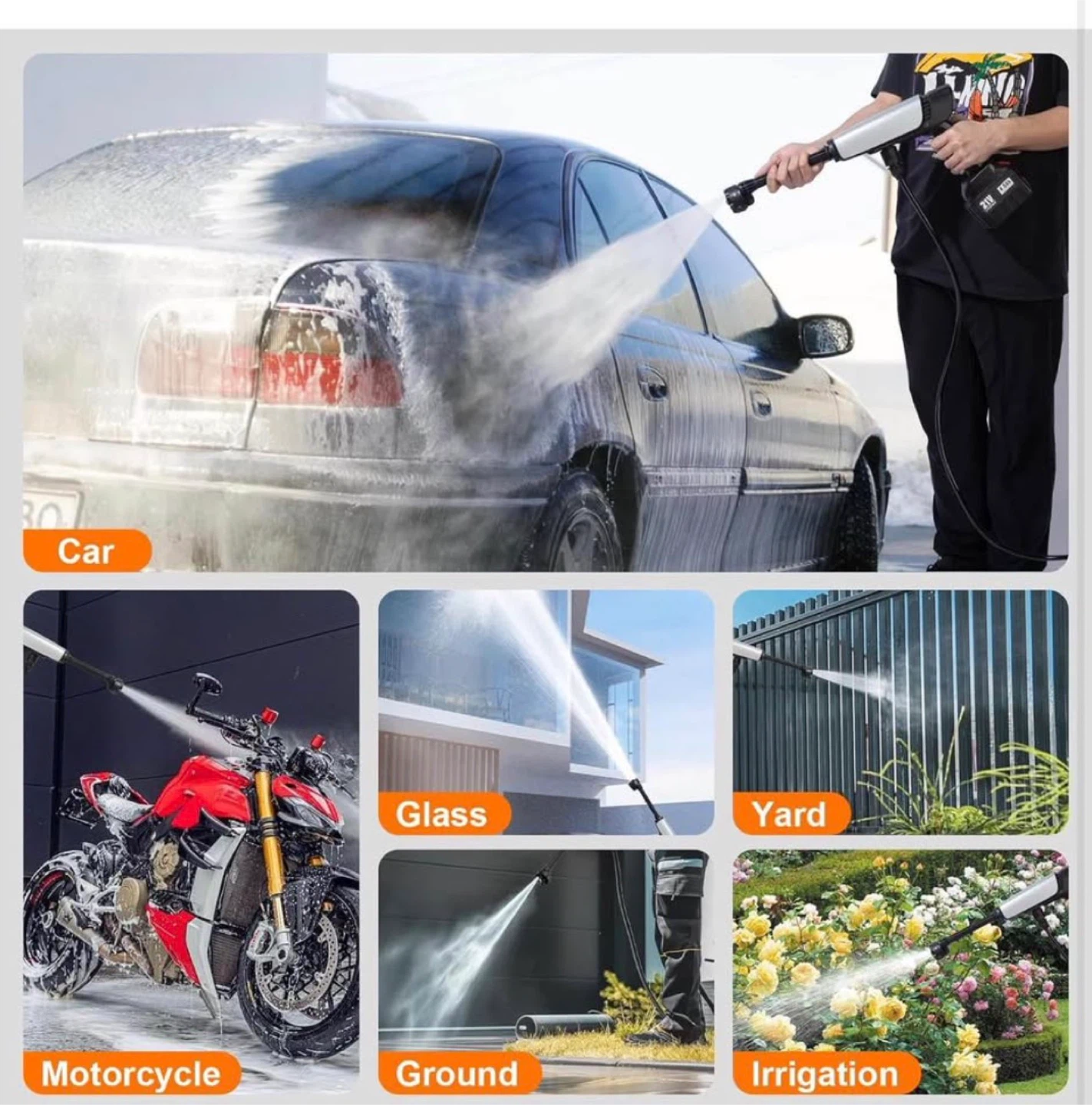 21V Cordless Pressure Washer 4.5Ah Lithium Battery - photo 3