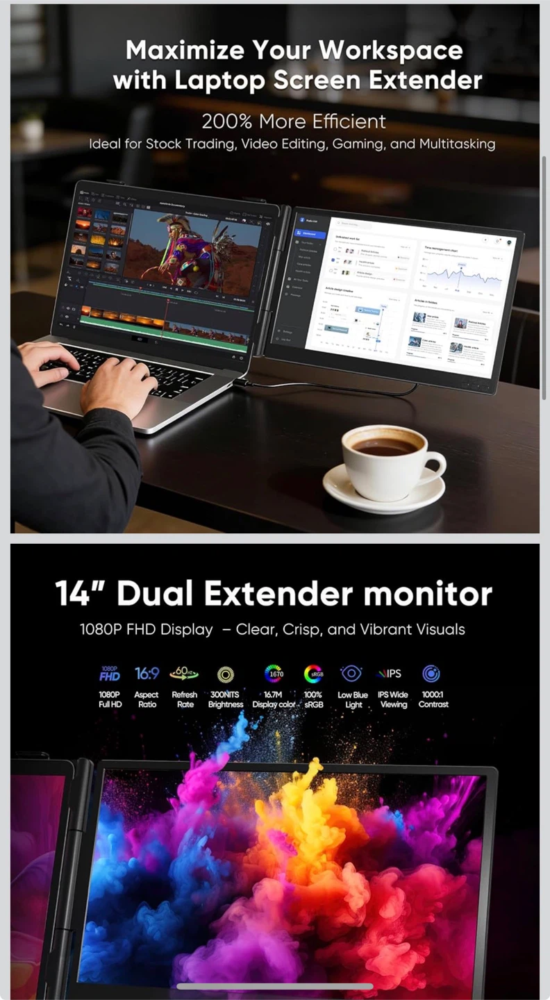 VueForge 14" Dual Screen Extender Monitor - photo 2