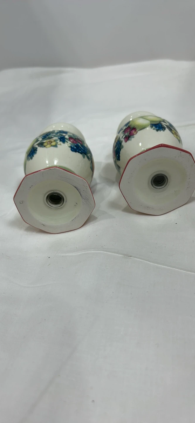Vintage Ceramic Salt and Pepper Shakers - Floral Fruit Design - photo 2