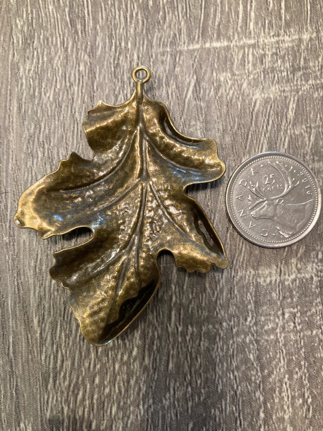 Leaf Pendant Charm Brass - photo 2