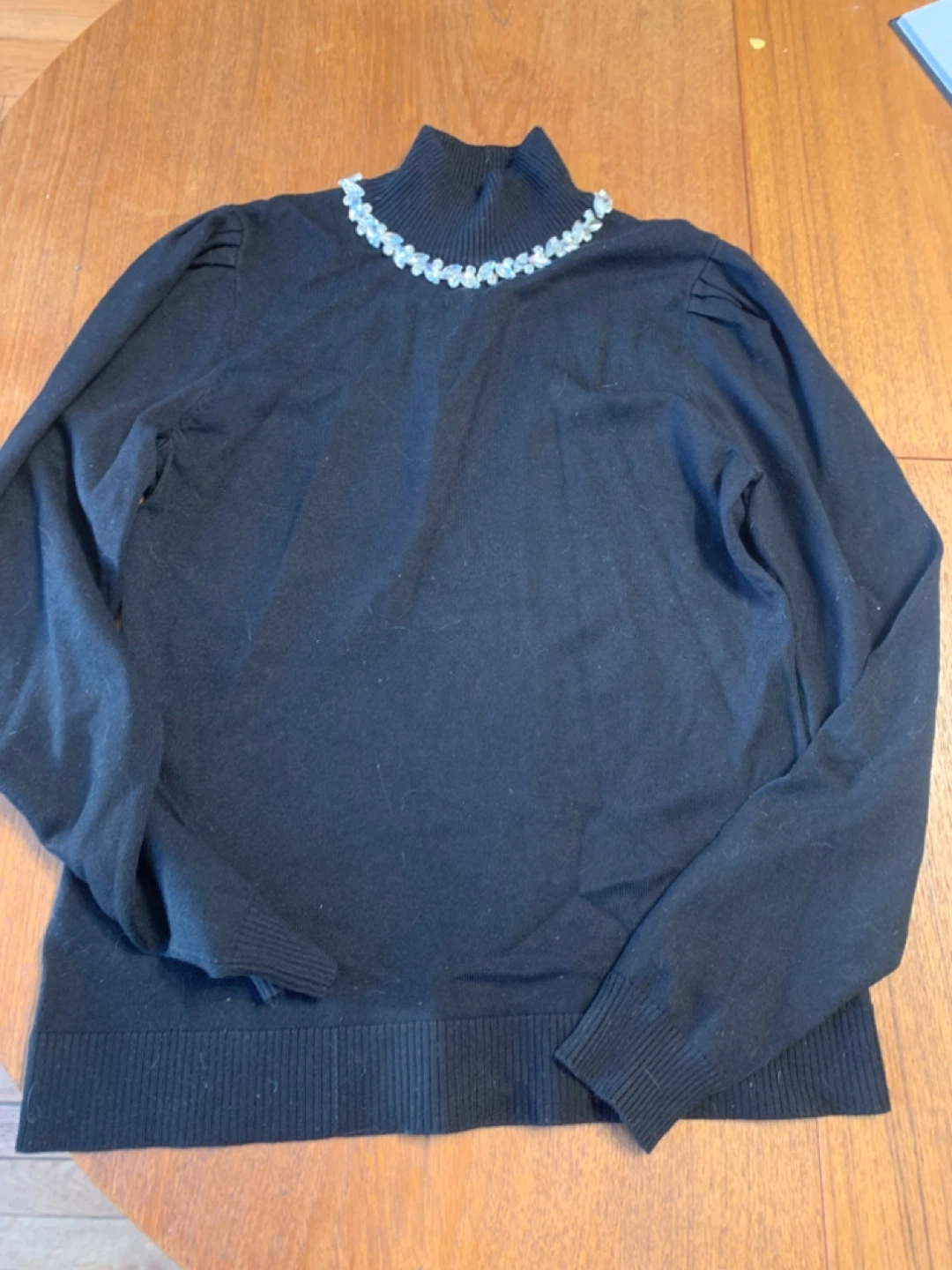 Black Turtleneck Sweater with Embellished Collar - photo 4