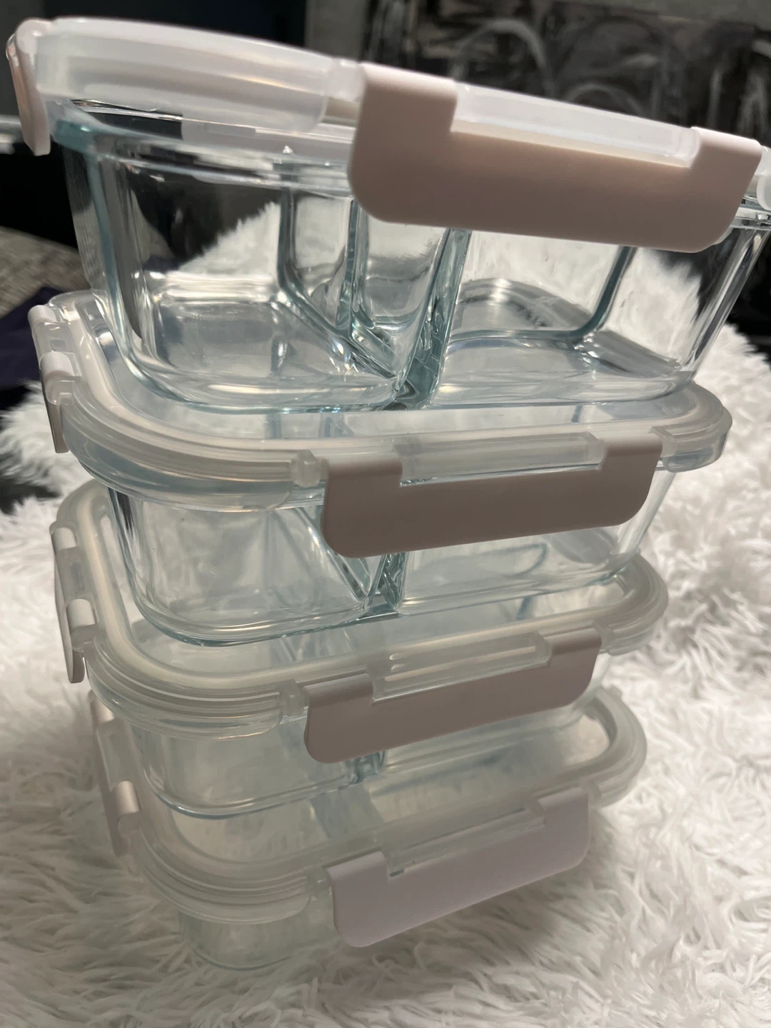 3 compartment glass food storage