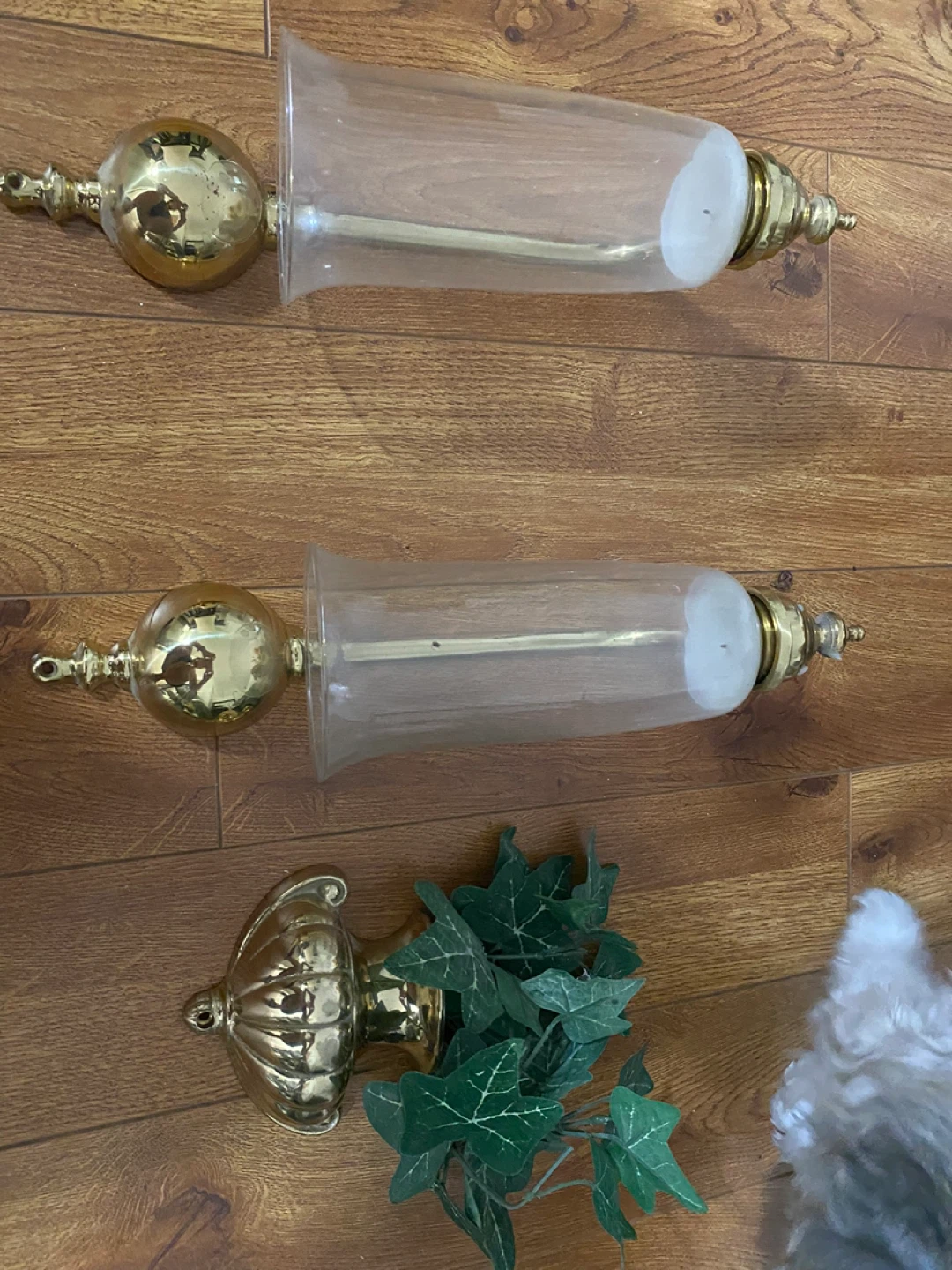 Gold Wall Sconces with Glass Shades (Set of 2)