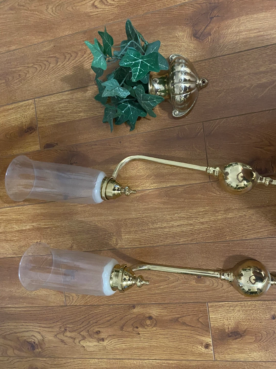 Gold Wall Sconces with Glass Shades (Set of 2) - photo 2