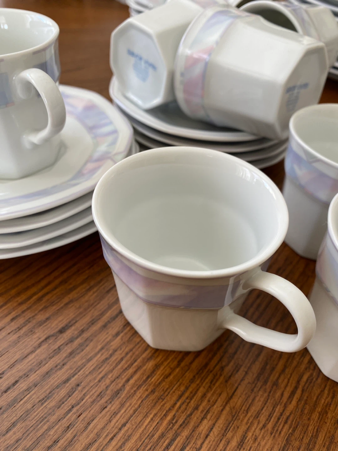 White Coffee Cups and Saucers Set