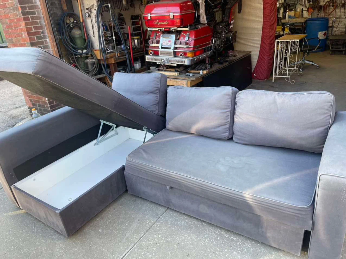 Gray Sectional Sofa with Storage