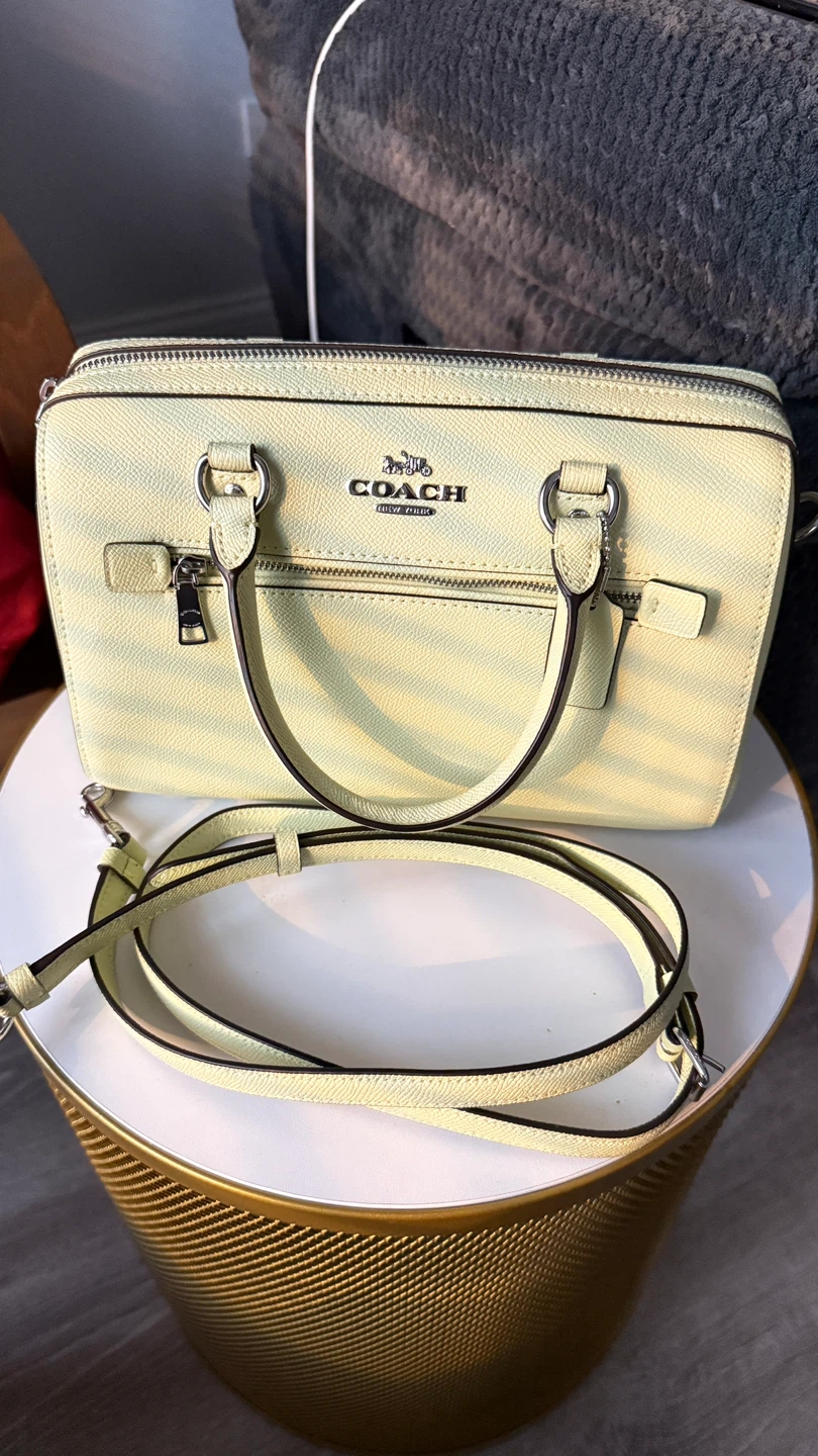 Coach Pebble Leather Satchel Handbag - Pale Yellow