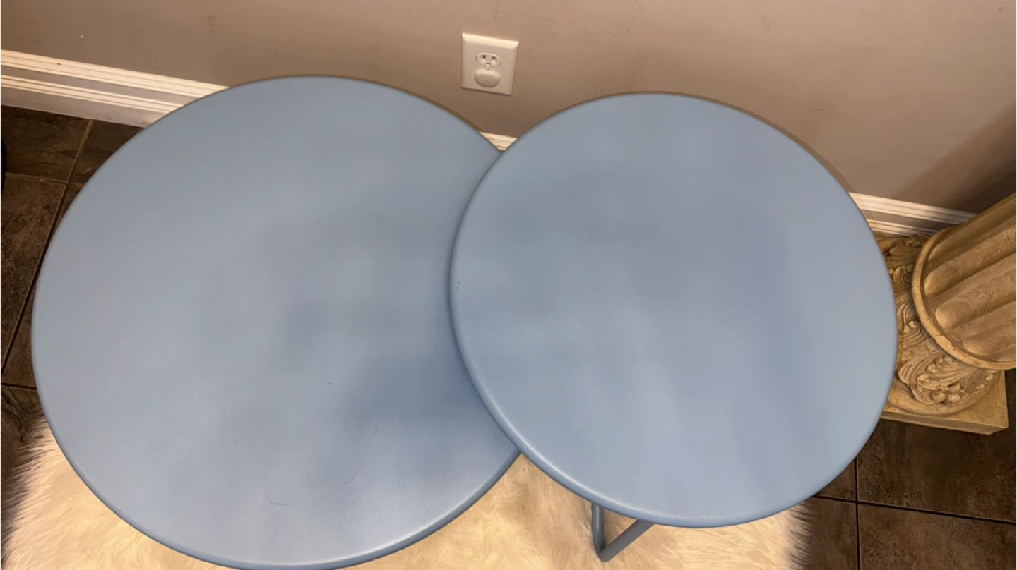 Set of 2 Blue Round Nesting Side Tables - photo 2