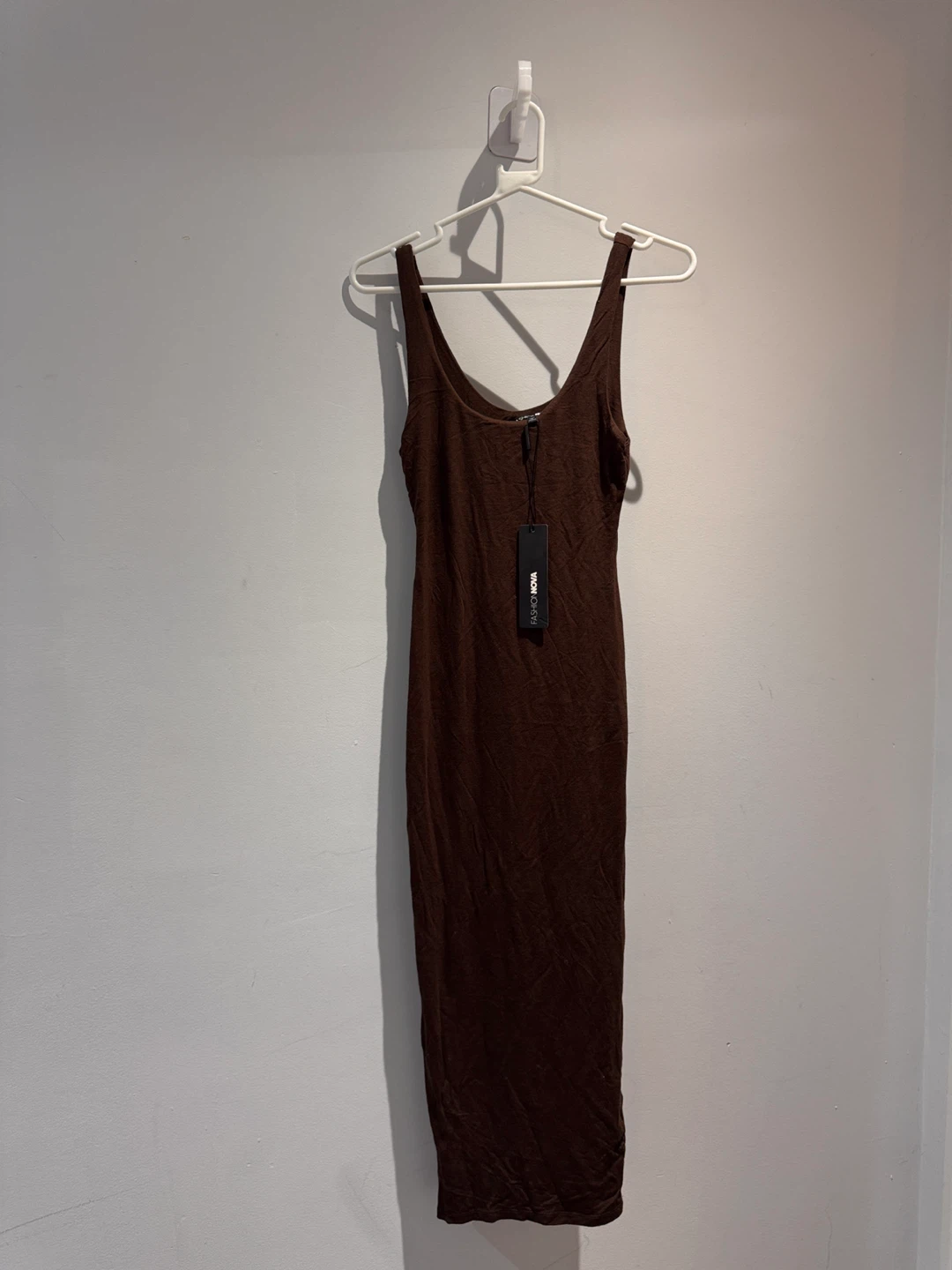 Fashion Nova Brown Ribbed Tank Dress