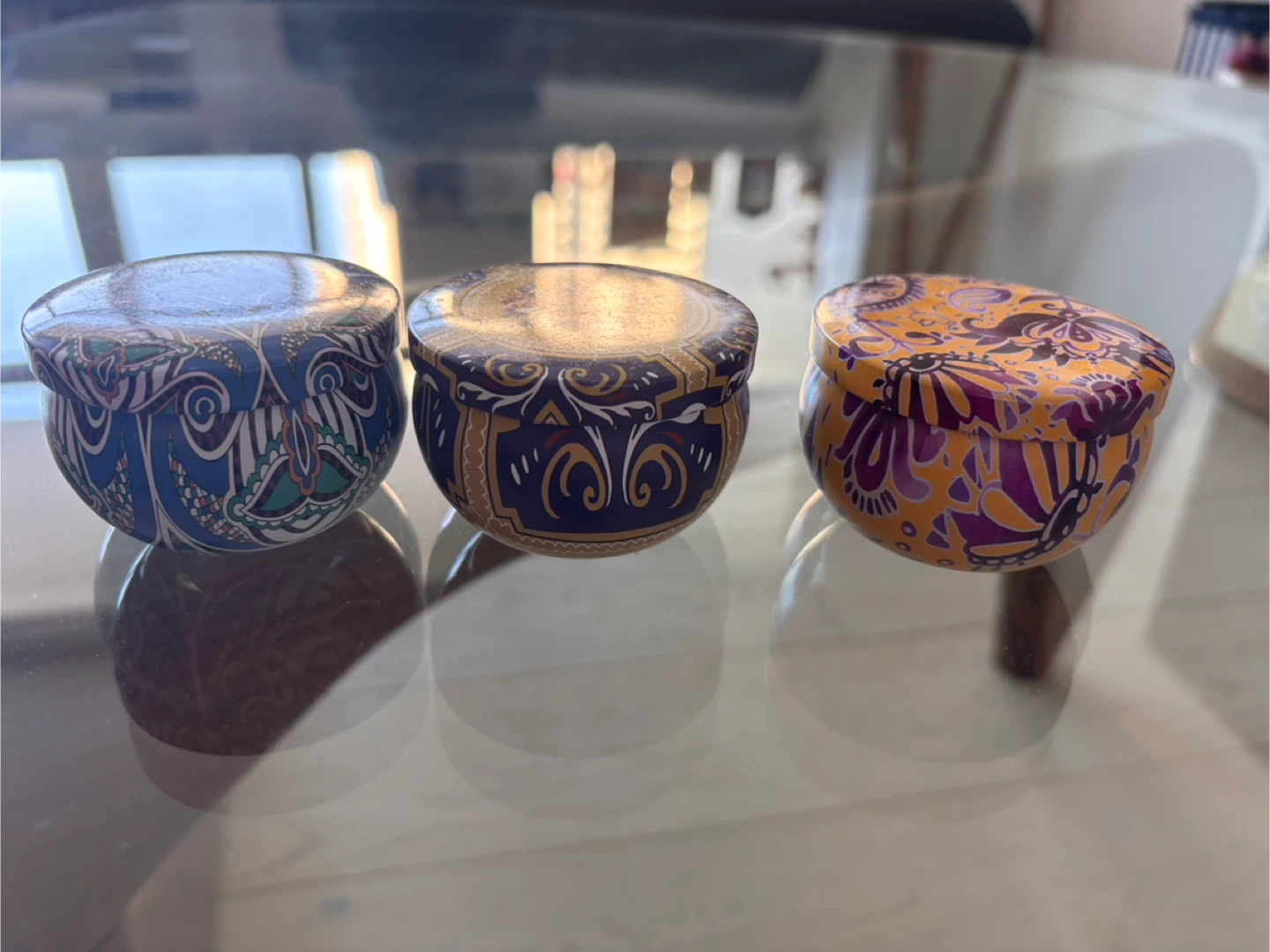 Set of 3 Decorative Tin Candles - Fig Scent