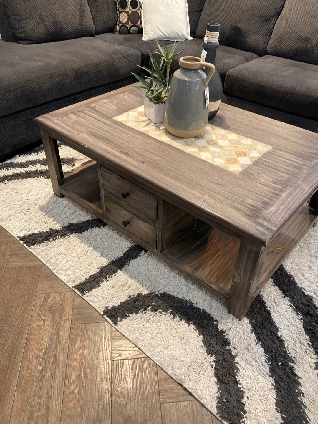 The Brick Dark Wood Coffee Table with Storage - photo 2