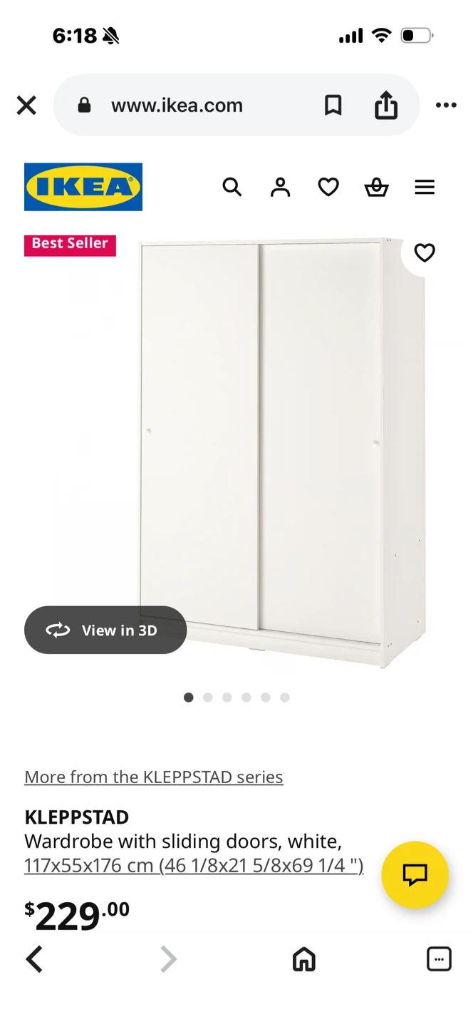 IKEA KLEPPSTAD Wardrobe with Sliding Doors, White - photo 2