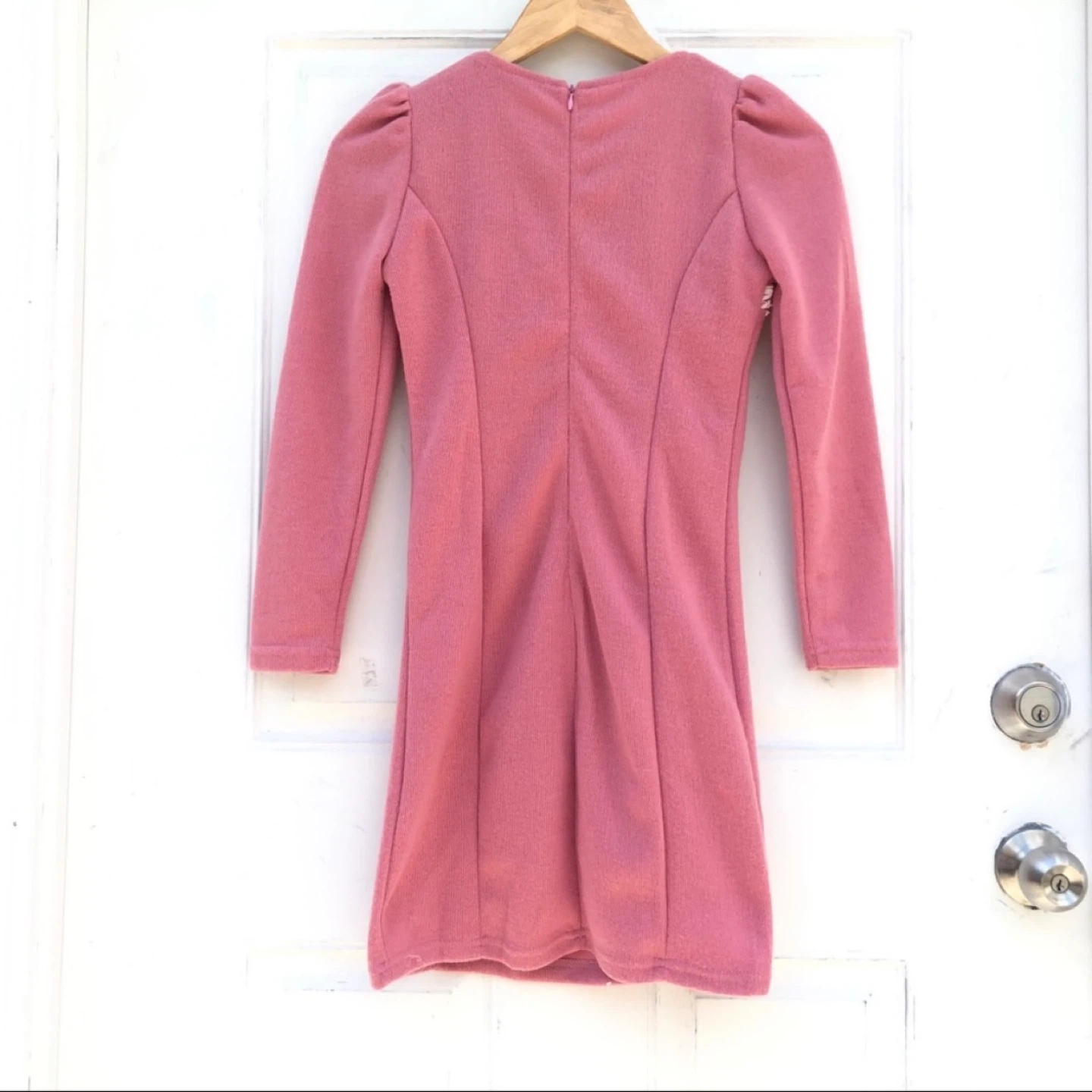 NEW Pink Lace Pearl Long Sleeve Bodycon Mini Dress - photo 3