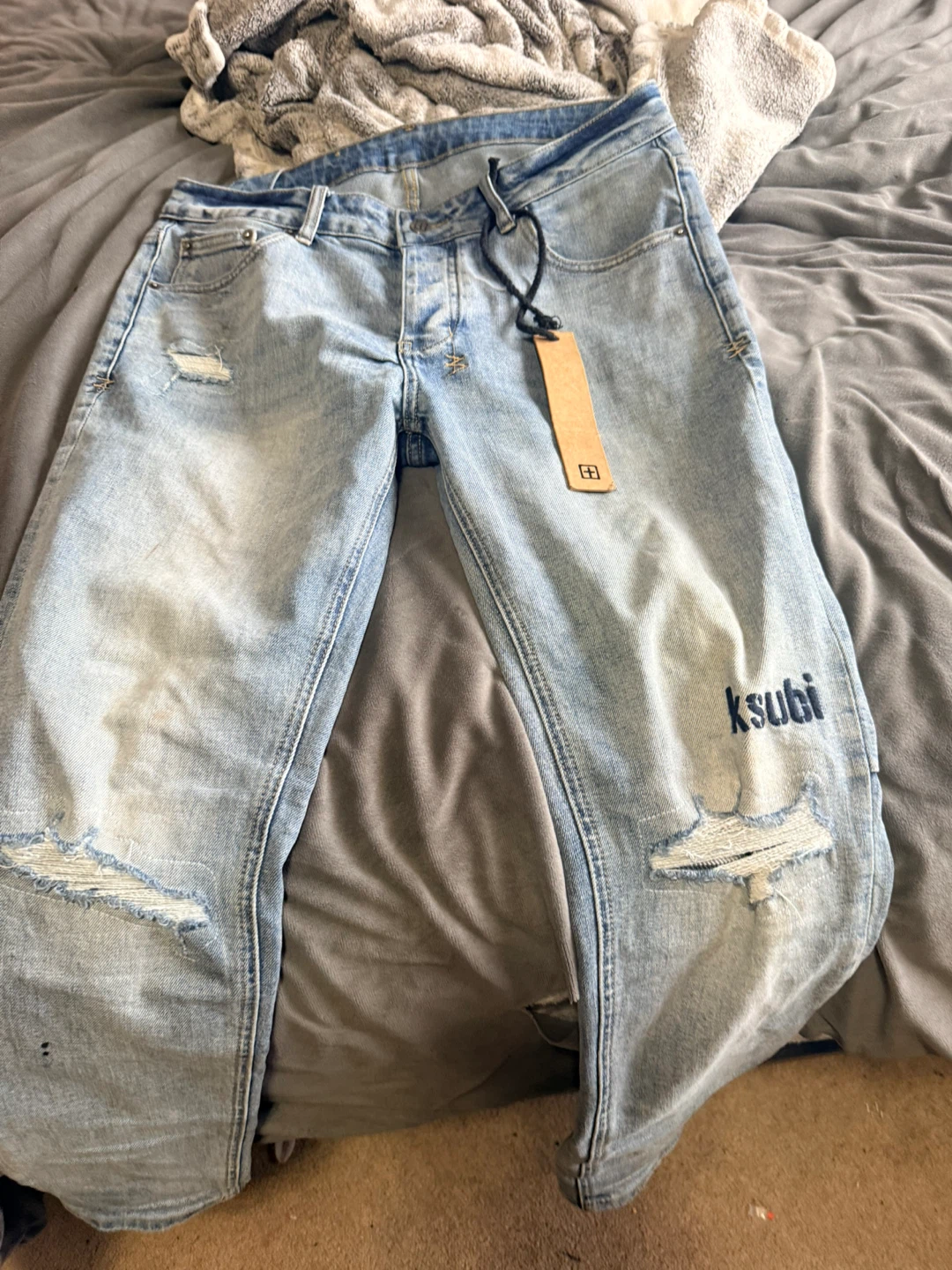 Ksubi Distressed Light Wash Jeans - Size 32
