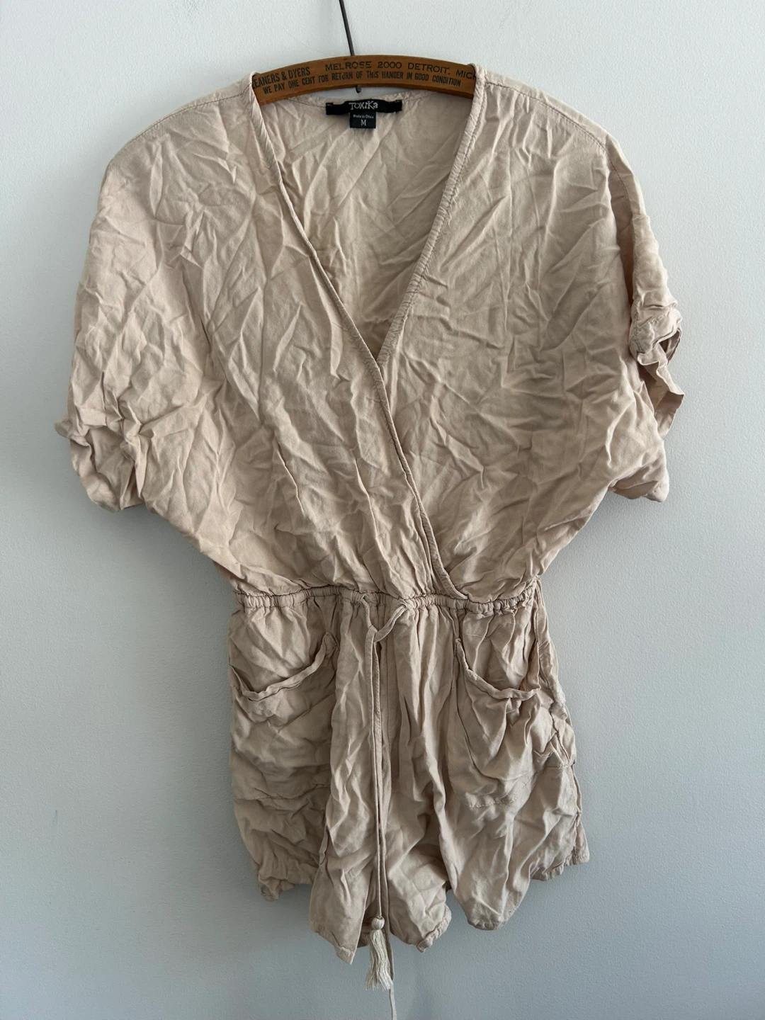 Toxik3 Women's Tan Wrap Romper Size M