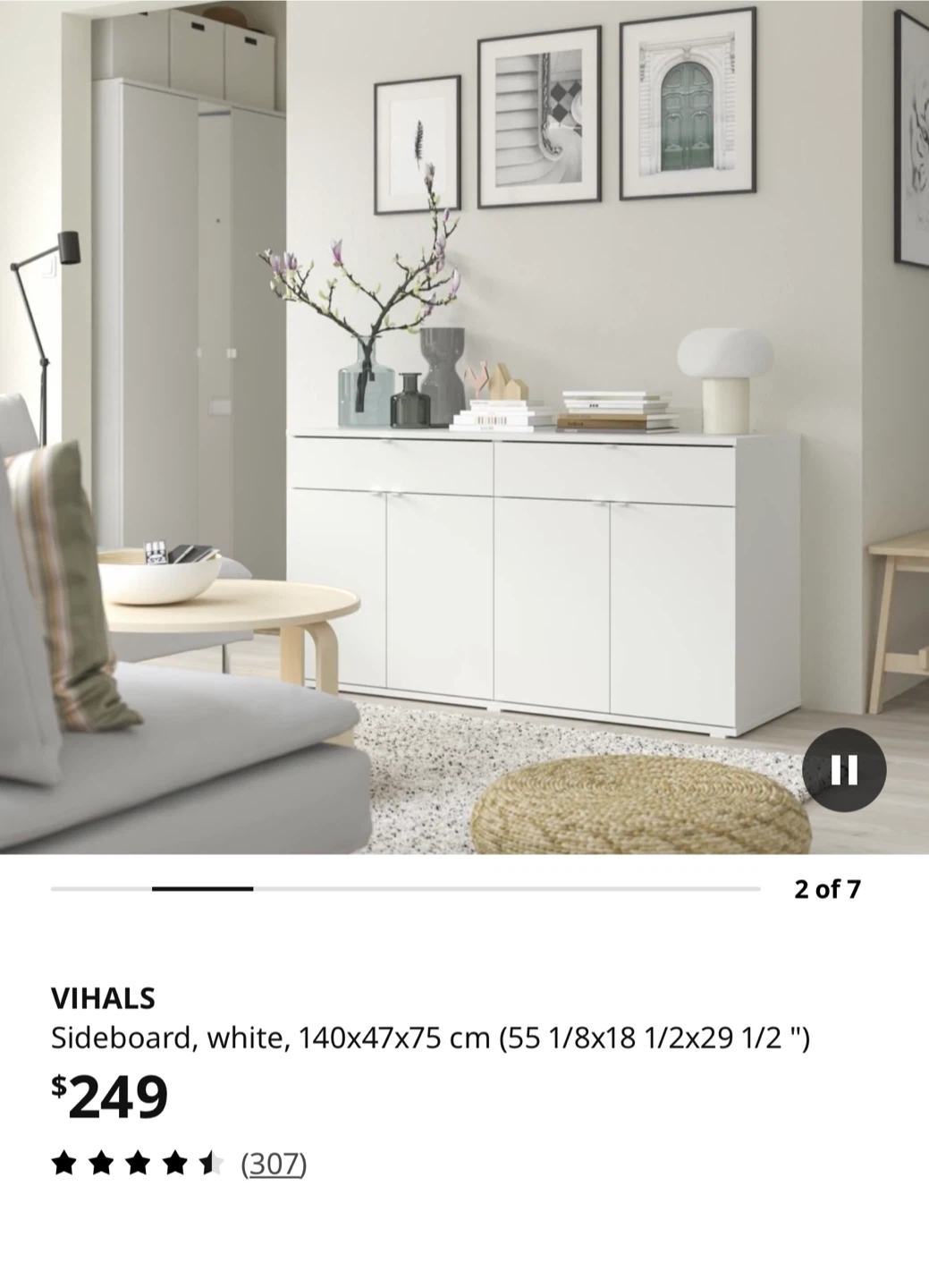 IKEA Cupboard (VIHALS)/Storage Unit - White - photo 3