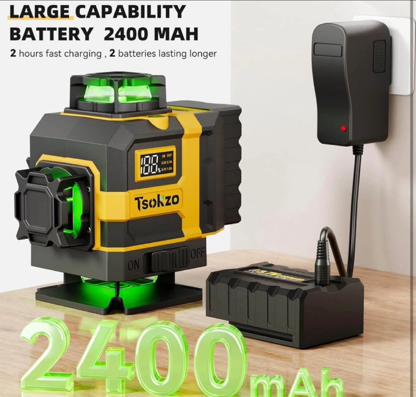 Tsokzo 360 Laser Level, Self-Leveling, Green Beam - photo 4