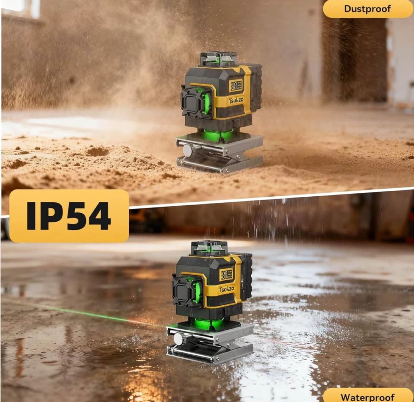 Tsokzo 360 Laser Level, Self-Leveling, Green Beam